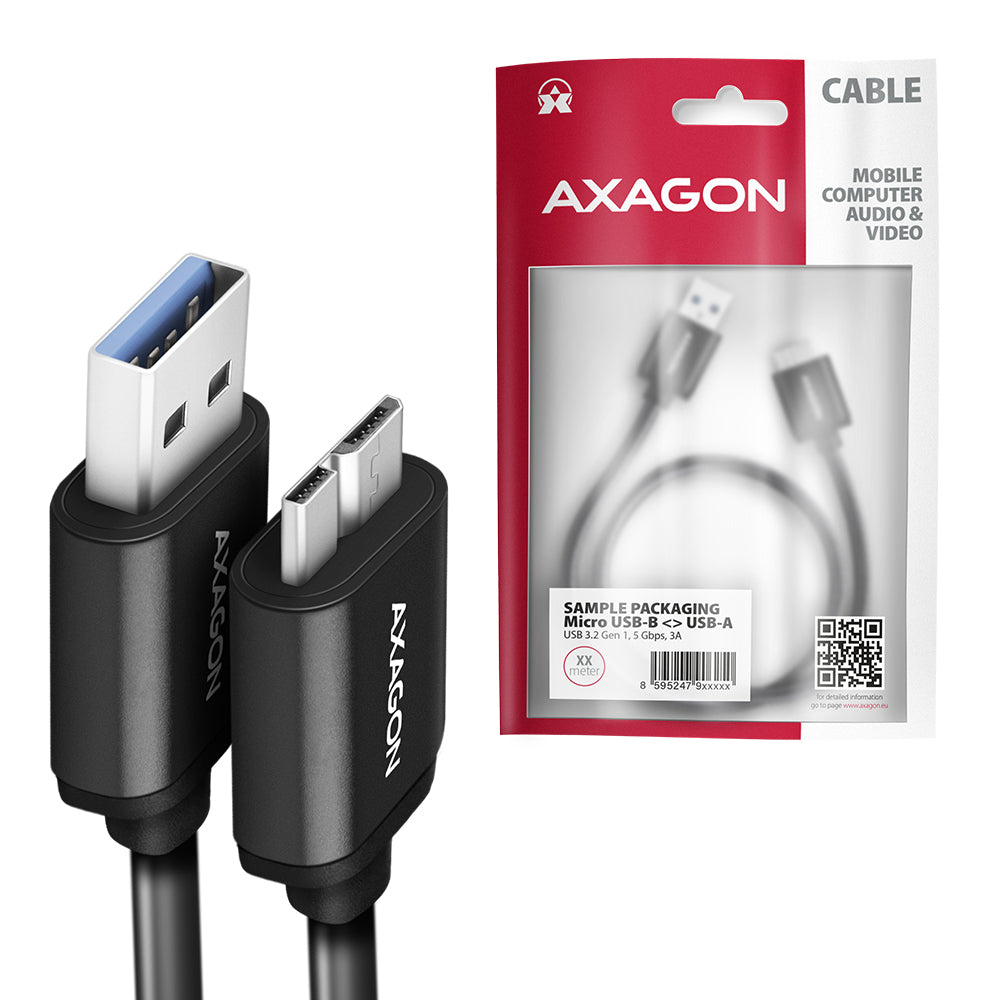 Axagon BUMM3-AM10AB cable USB USB 3.2 Gen 1 (3.1 Gen 1) 1 m Micro-USB B USB A 5 Gbit/s Negro (5)