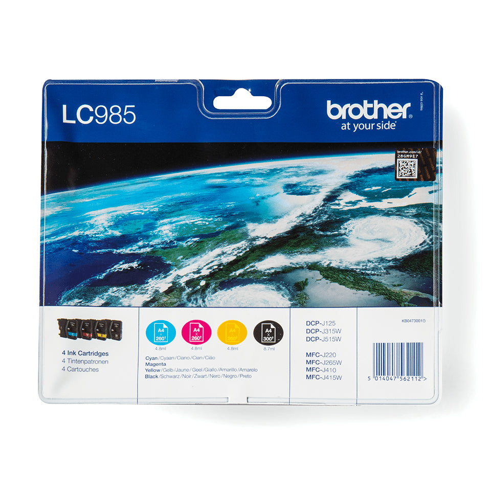 Brother LC985VALBP cartucho de tinta 4 pieza(s) Original Negro, Cian, Magenta, Amarillo (2)