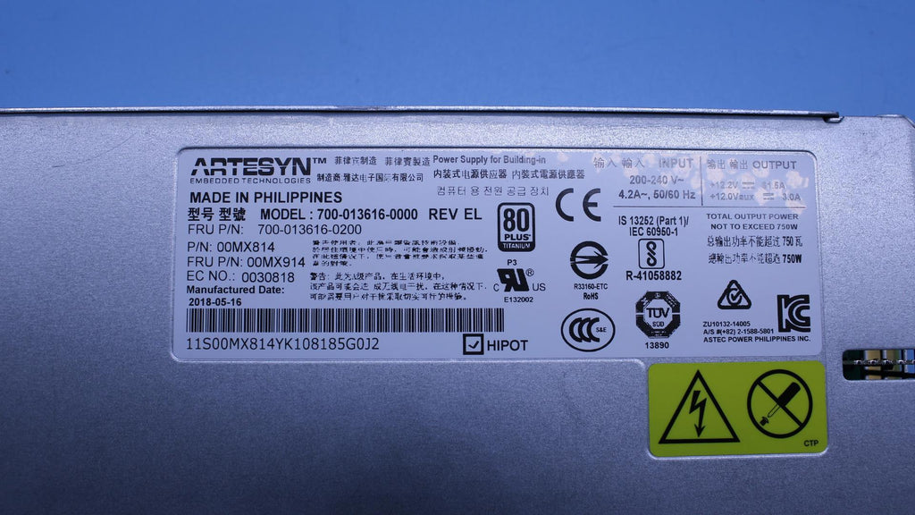 IBM Fuente de alimentación CA de 750W 00MX914-RFB – Reacondicionado