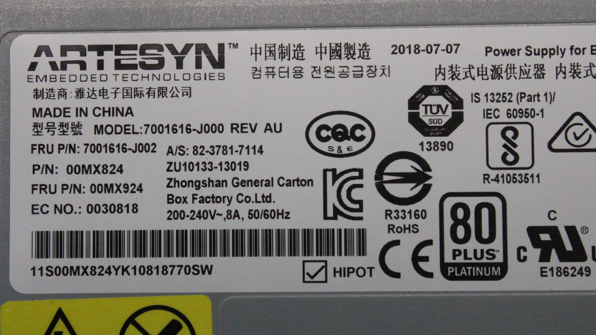 IBM 1400W PSU 00MX924-RFB – Reacondicionado