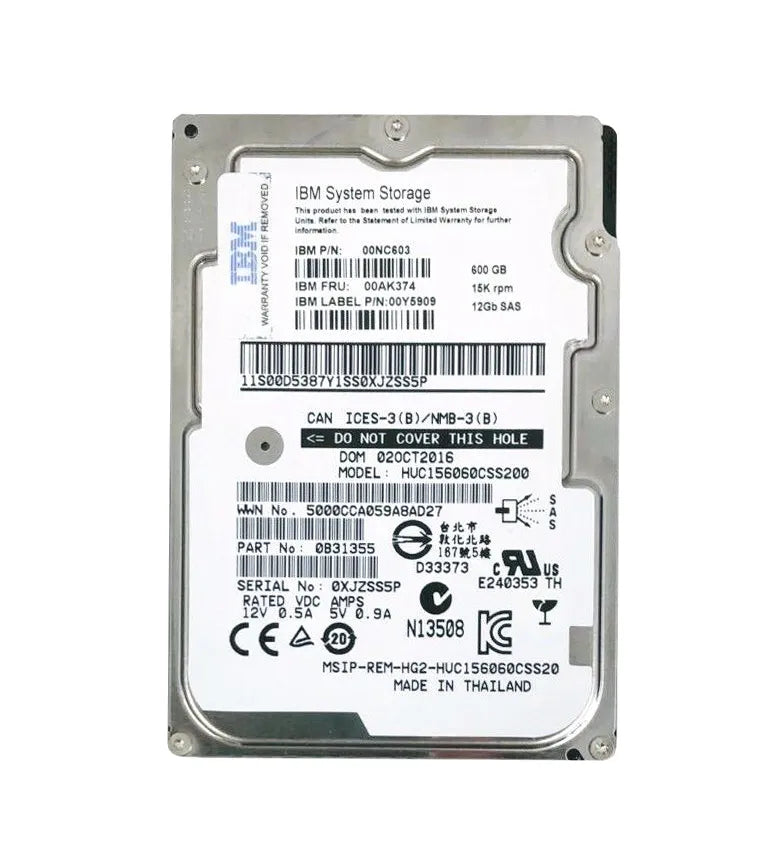 IBM 600GB 15K 12Gbps SAS HDD 00NC603-RFB – Reacondicionado