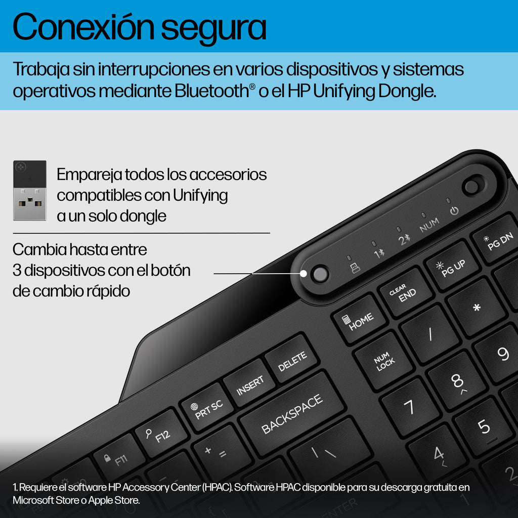 HP 475 Dual-Mode Wireless Keyboard teclado Universal Bluetooth Negro (6)