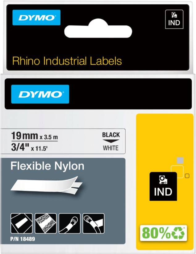 Dymo Cinta ID1 nylon blanco 19mm x 3,5m
