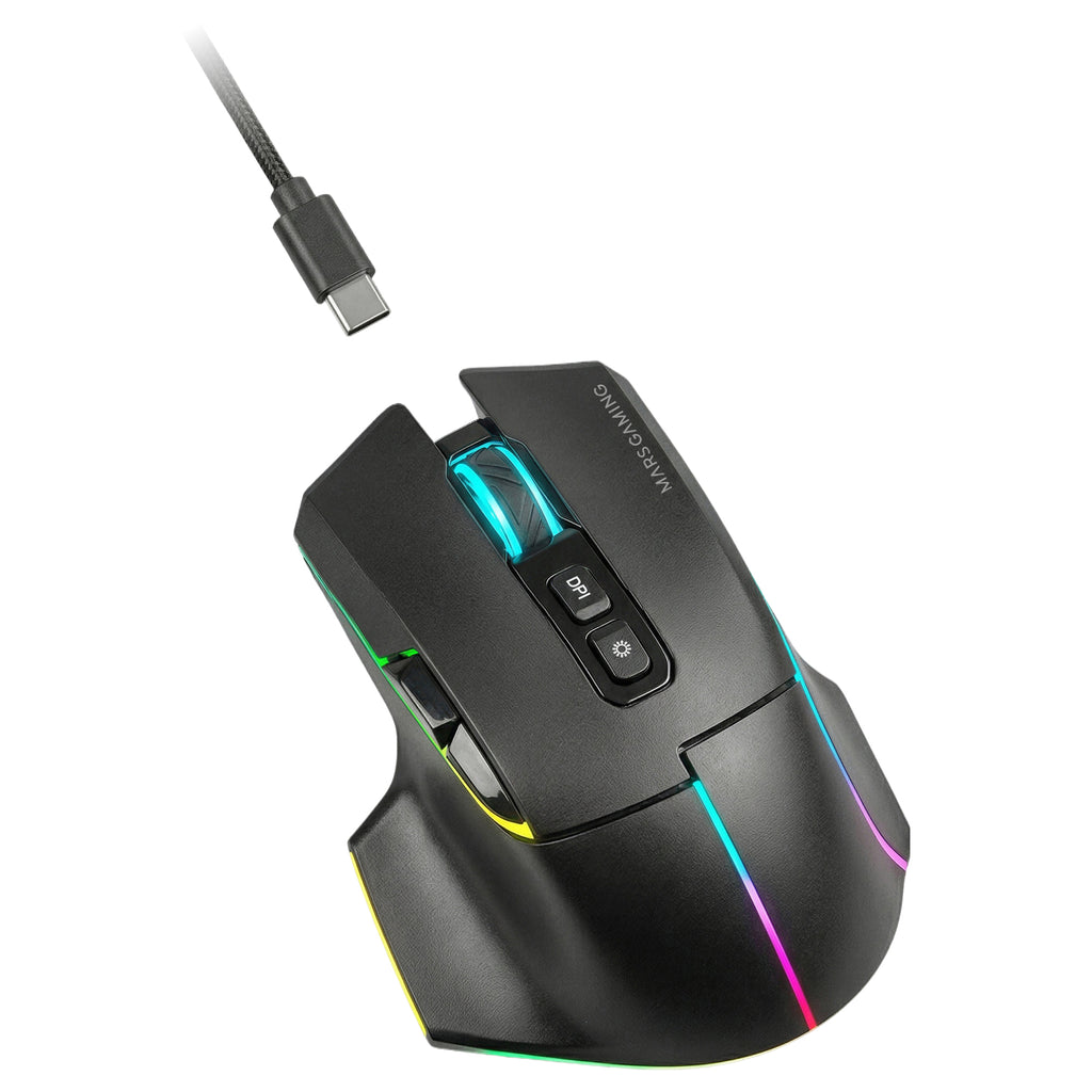 Mars Gaming MMWVECTOR ratón Juego Mano derecha RF Wireless + Bluetooth + USB Type-A Óptico 12000 DPI (5)