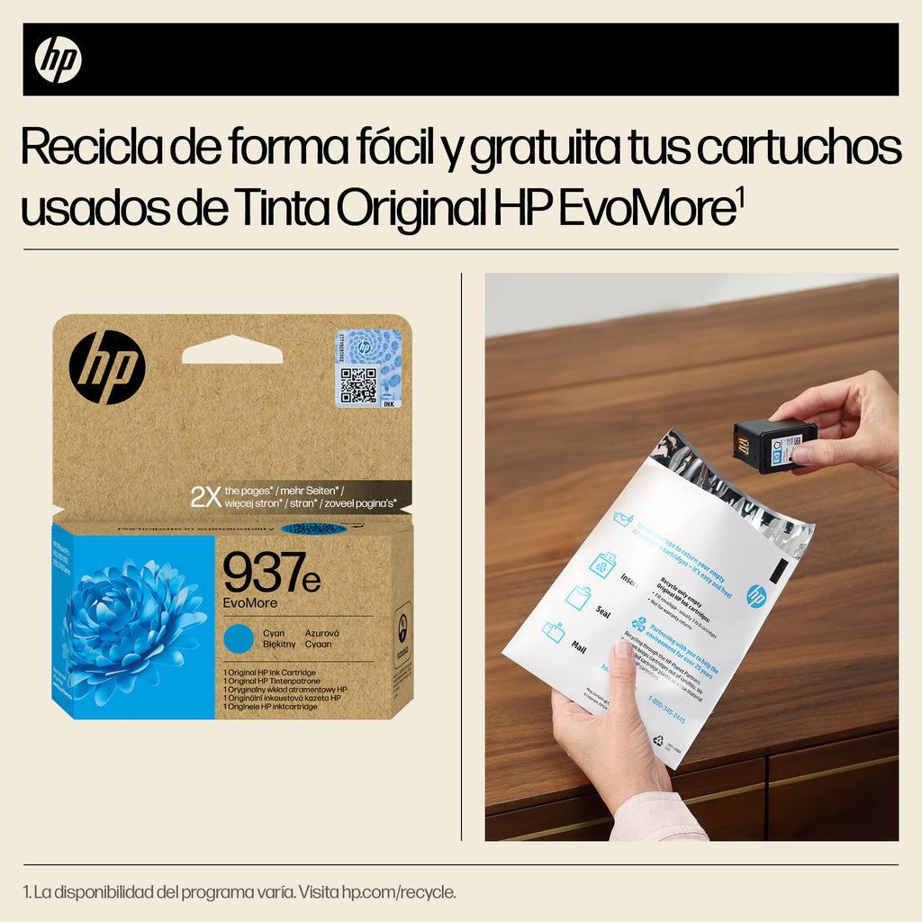 HP 937e EvoMore Cyan Original Ink Cartridge cartucho de tinta 1 pieza(s) Alto rendimiento (XL) (5)