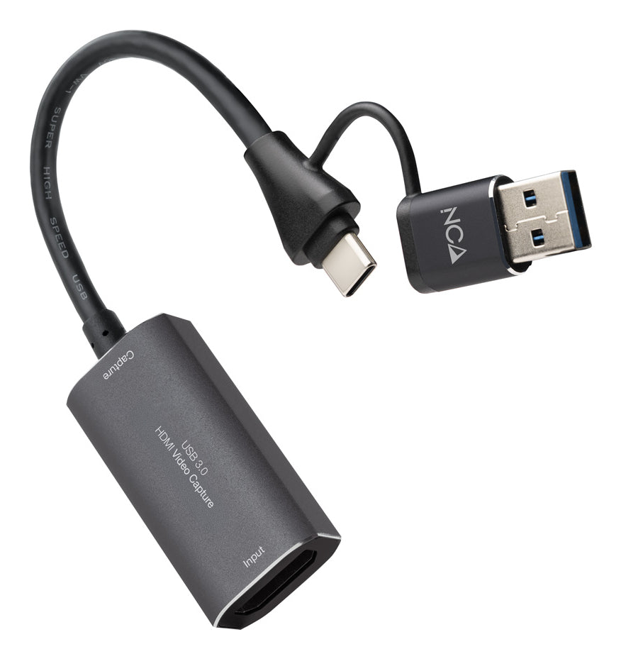 Nanocable 10.15.0001 adaptador de cable de vídeo HDMI tipo A (Estándar) USB Type-C + USB Type-A Gris (2)