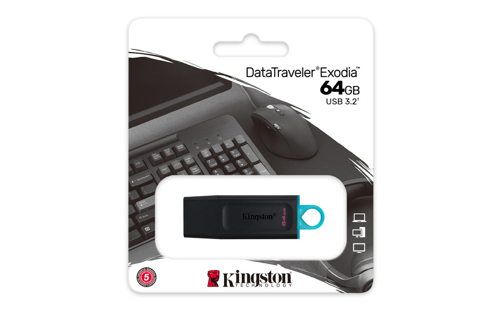 Kingston Technology DataTraveler Exodia unidad flash USB 64 GB USB tipo A 3.2 Gen 1 (3.1 Gen 1) Negro, Turquesa (6)