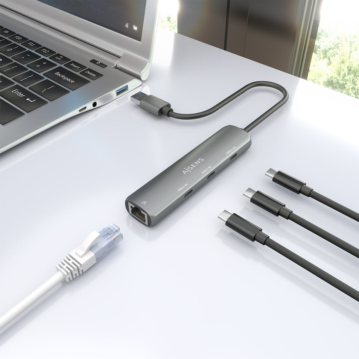 AISENS ASUC-4P037-GR base para portátil y replicador de puertos Alámbrico USB 3.2 Gen 1 (3.1 Gen 1) Type-A (7)