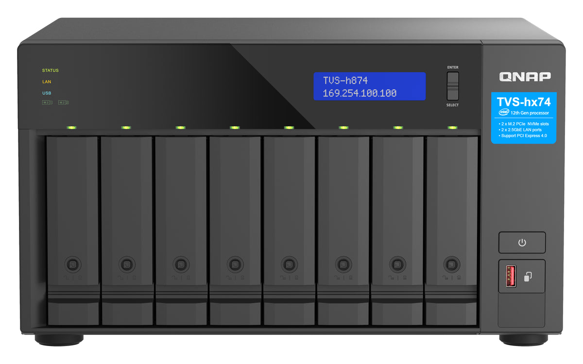 QNAP TVS-h874 NAS Torre Intel® Core™ i5 i5-12400 32 GB DDR4 0 TB QuTS hero Negro