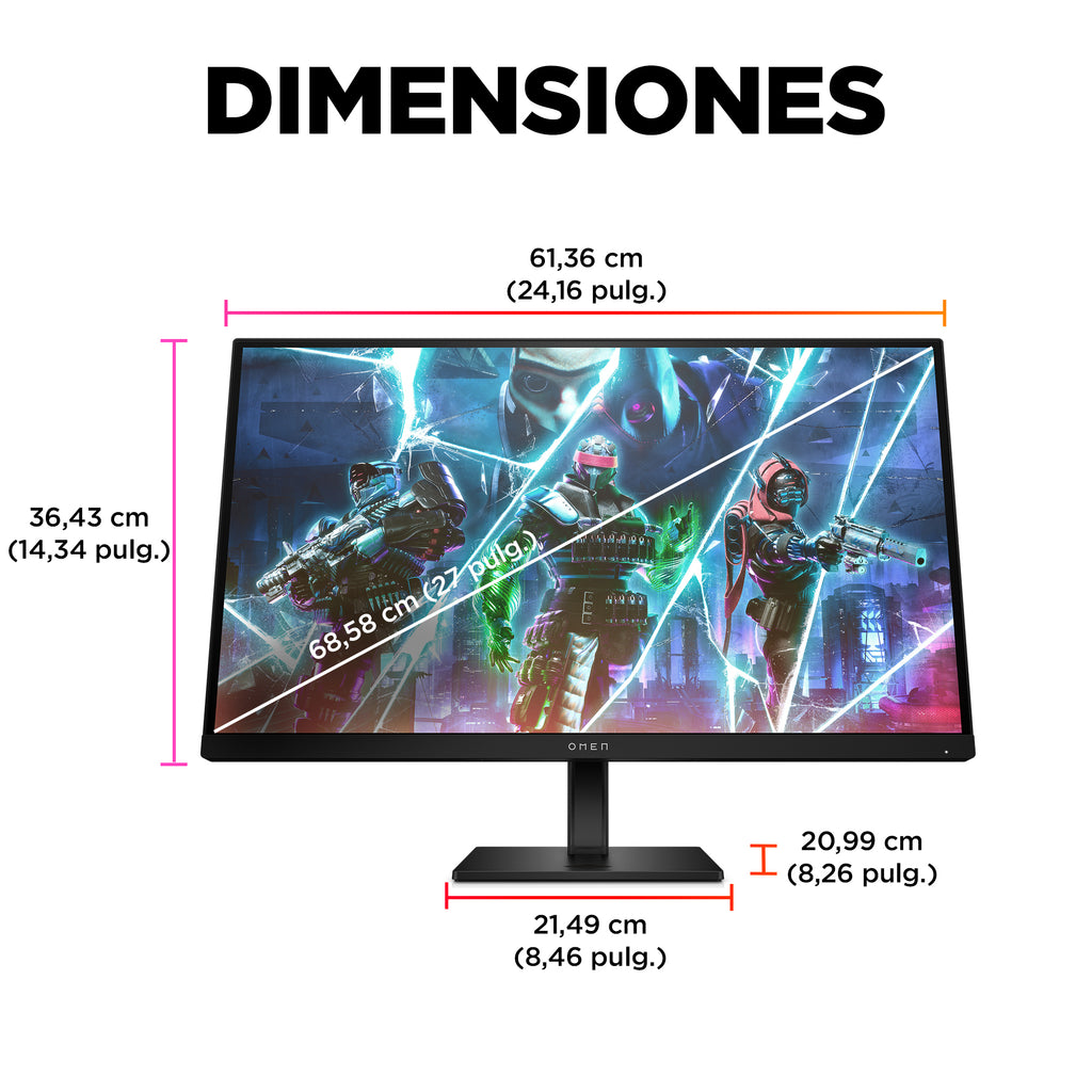 OMEN by HP 27 inch FHD 240Hz Gaming Monitor - OMEN 27s pantalla para PC 68,6 cm (27") 1920 x 1080 Pixeles Full HD LCD Negro (7)