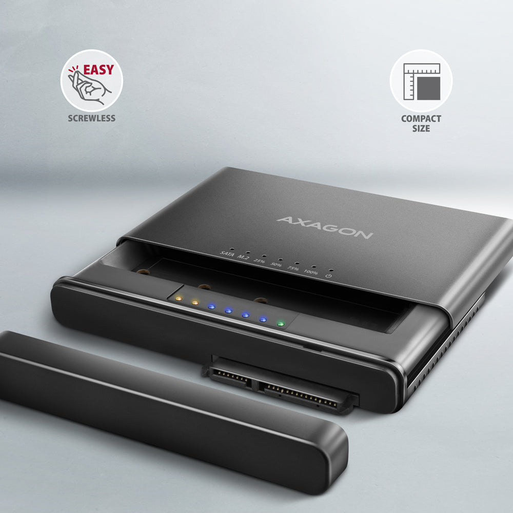 Axagon ADSA-CC USB-C 10Gbps - NVMe M.2 SSD & SATA 2.5/3.5 SSD/HDD CLONE MASTER 2 - Digital/Daten - NVMe USB 3.2 Gen 2 (3.1 Gen 2) Type-C Negro (3)