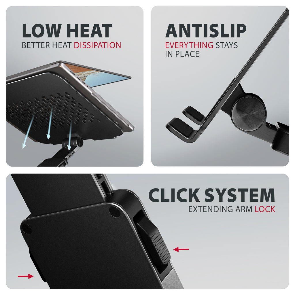 Axagon STND-LRB Laptop-Ständer, 360° drehbar, Doppelgelenk, verlängerbar Soporte para ordenador portátil y tableta Negro 43,9 cm (17.3") (5)
