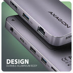 Axagon HMC-12GM2 base para portátil y replicador de puertos Alámbrico USB 3.2 Gen 2 (3.1 Gen 2) Type-C Gris (6)