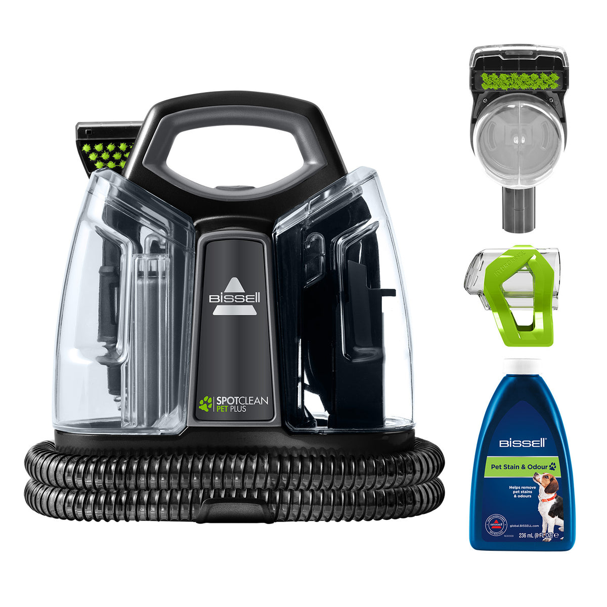 Bissell SpotClean Pet Plus máquina de limpieza de alfombras Seca y húmeda Negro, Transparente
