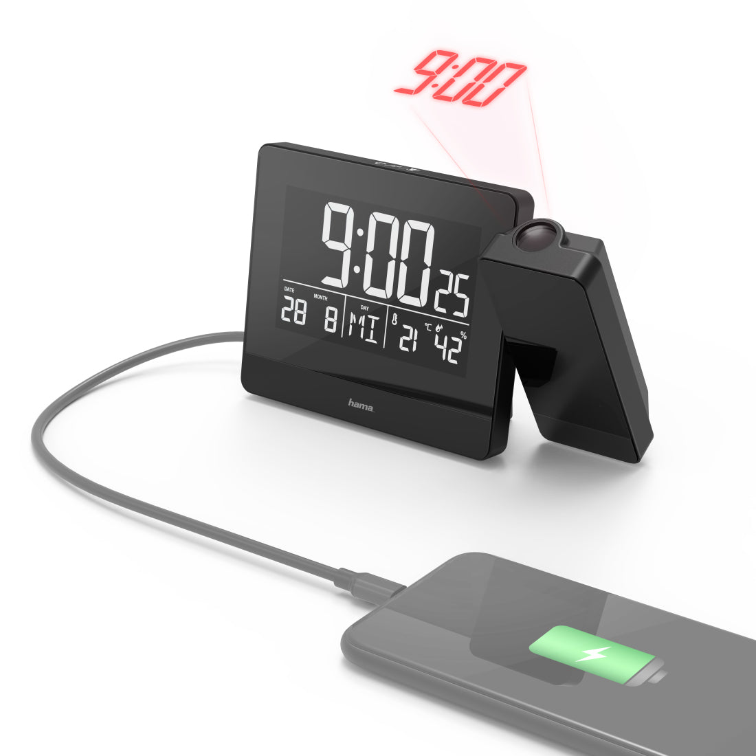 Hama Plus Charge Reloj despertador digital Negro