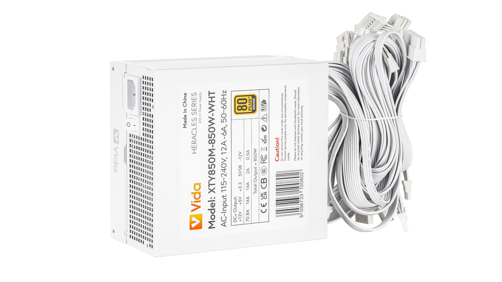 VIDA 850W Heracles White ATX 3.1 Gaming PSU, 80+ Bronze