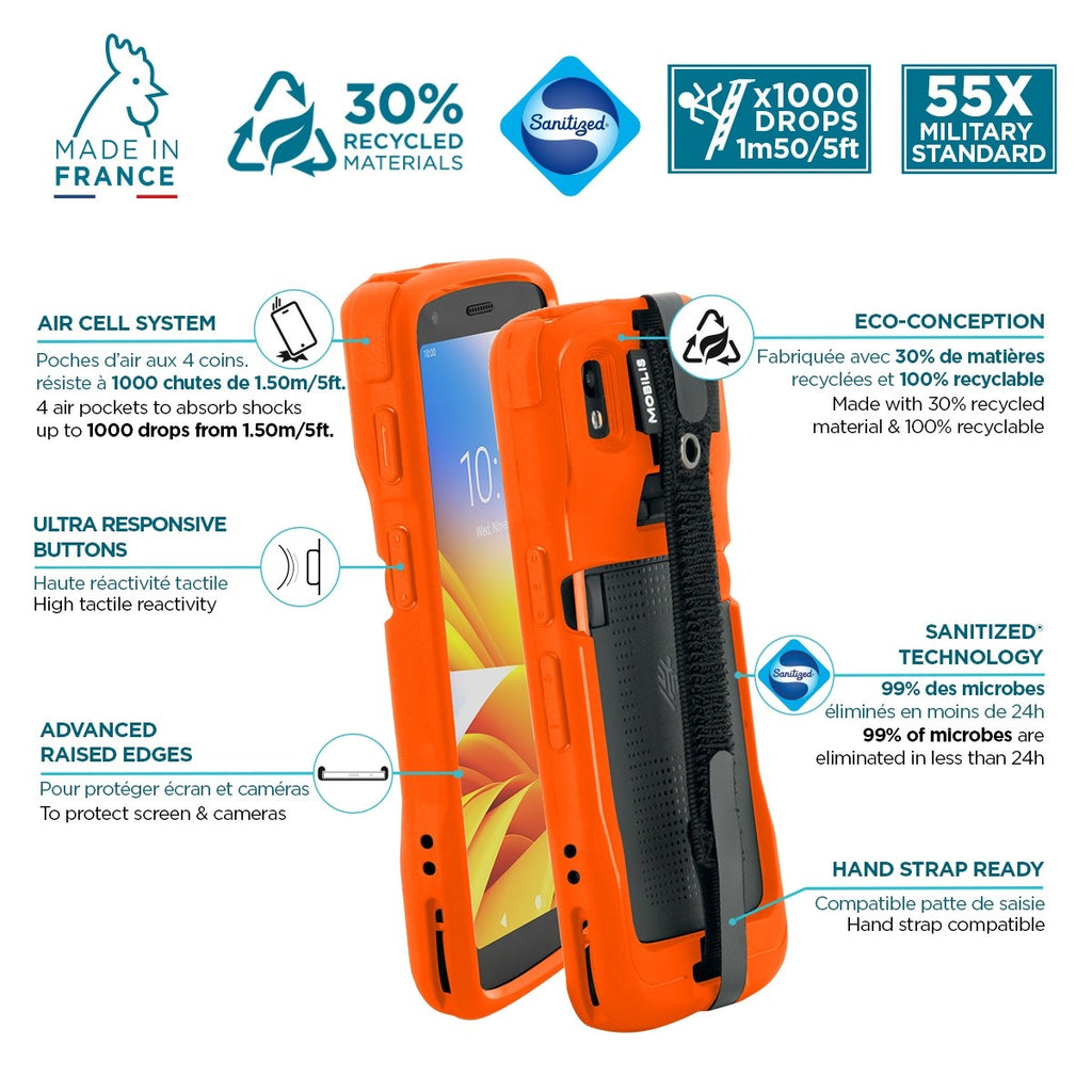Mobilis PROTECH Funda Naranja Seguridad Correa de mano Zebra TC22