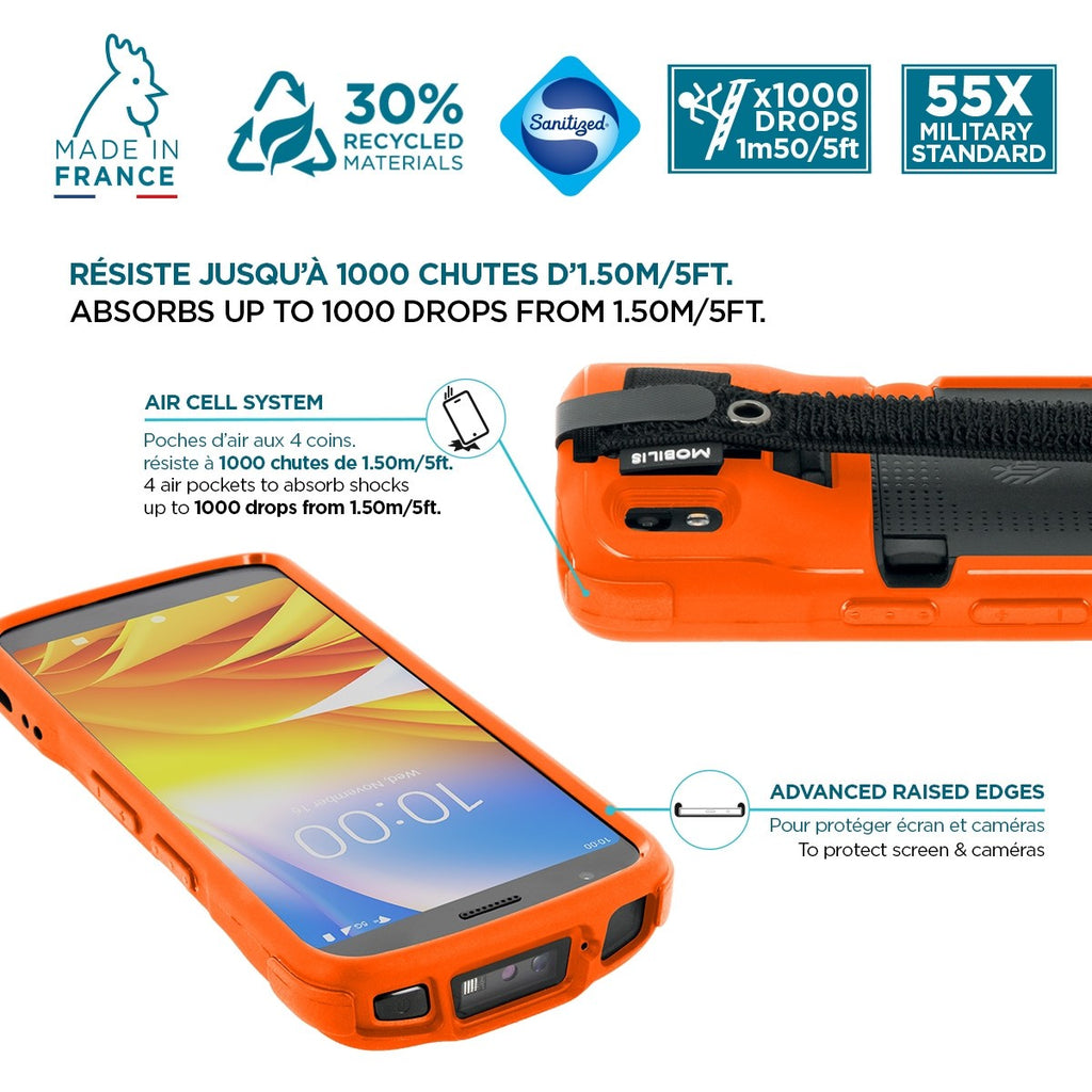 Mobilis PROTECH Funda Naranja Seguridad Correa de mano Zebra TC22