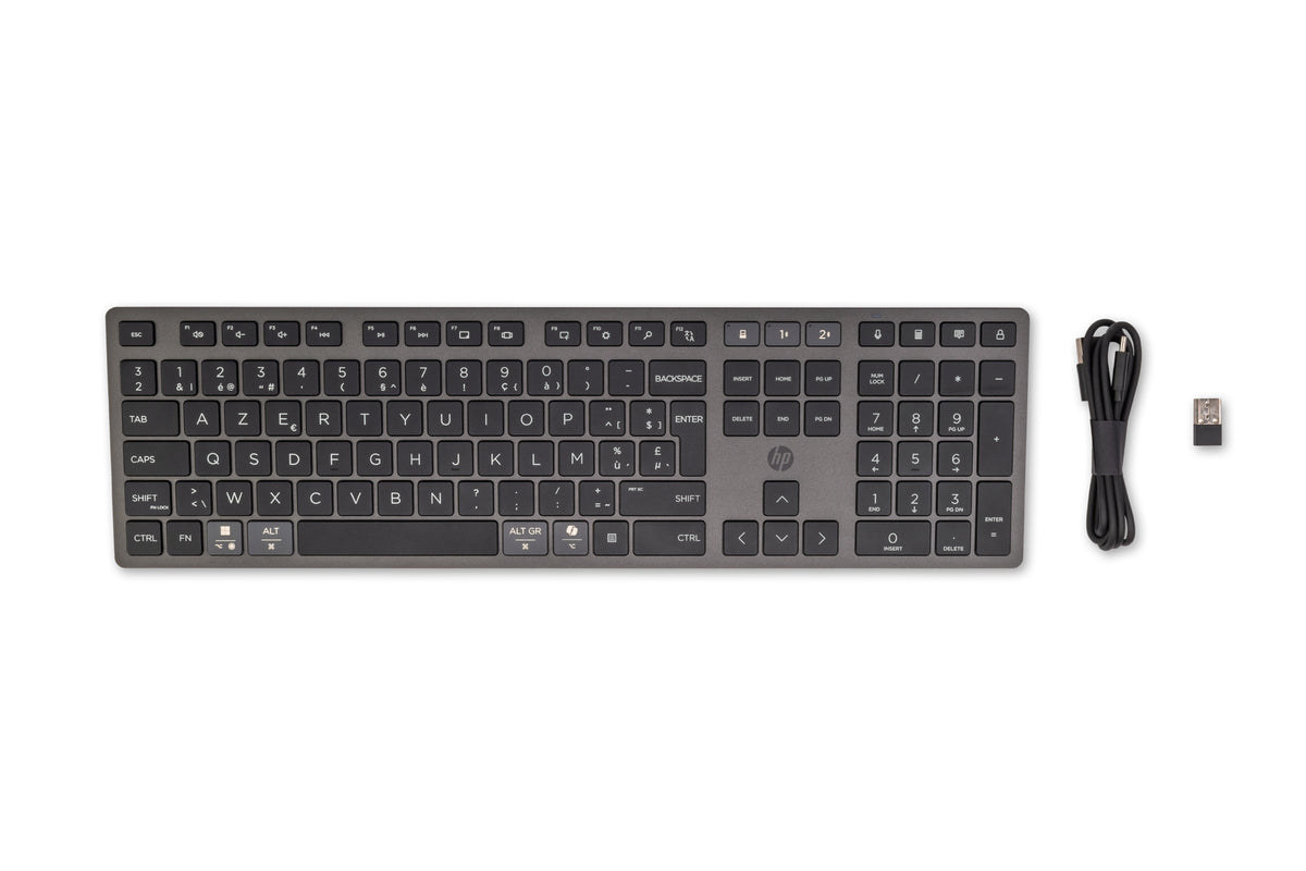HP 720 Multi-Device Rechargeable Wireless Keyboard teclado Hogar / Oficina USB + Bluetooth AZERTY Belga Negro (2)