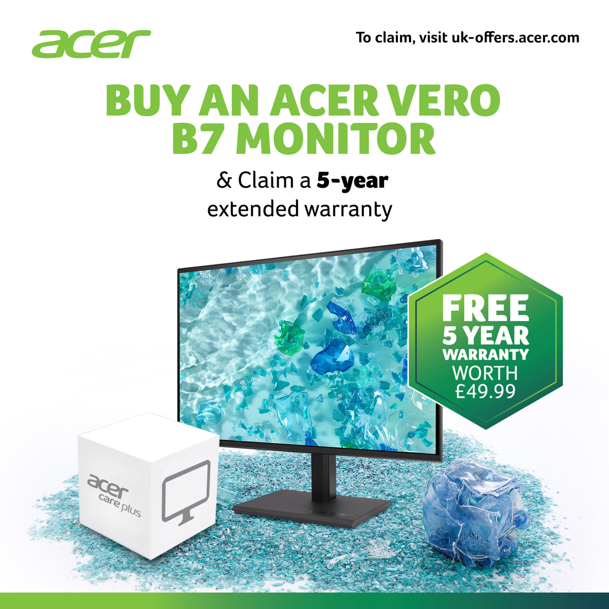 Acer Vero B7 VERO B247YGBMIPRZX IPS 120H HDMI/DP pantalla para PC 60,5 cm (23.8") 1920 x 1080 Pixeles Full HD Negro