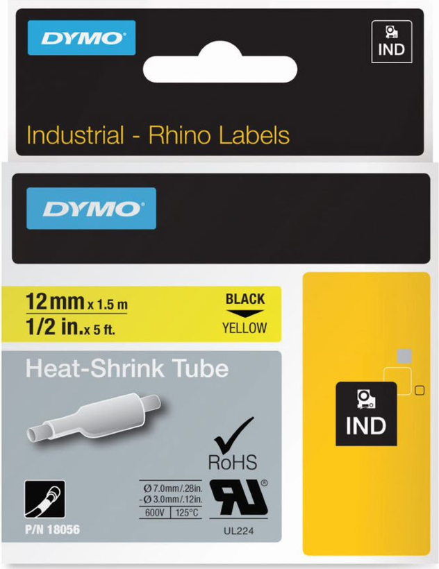 Dymo Tubo termoretráctil Rhino 12 mm