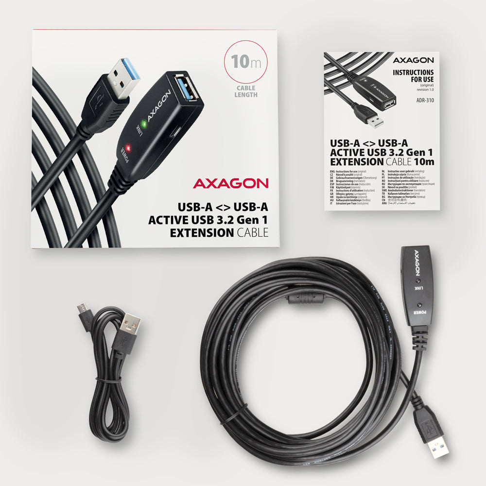 Axagon ADR-310 cable USB USB 3.2 Gen 1 (3.1 Gen 1) 10 m USB A 5 Gbit/s Negro (8)