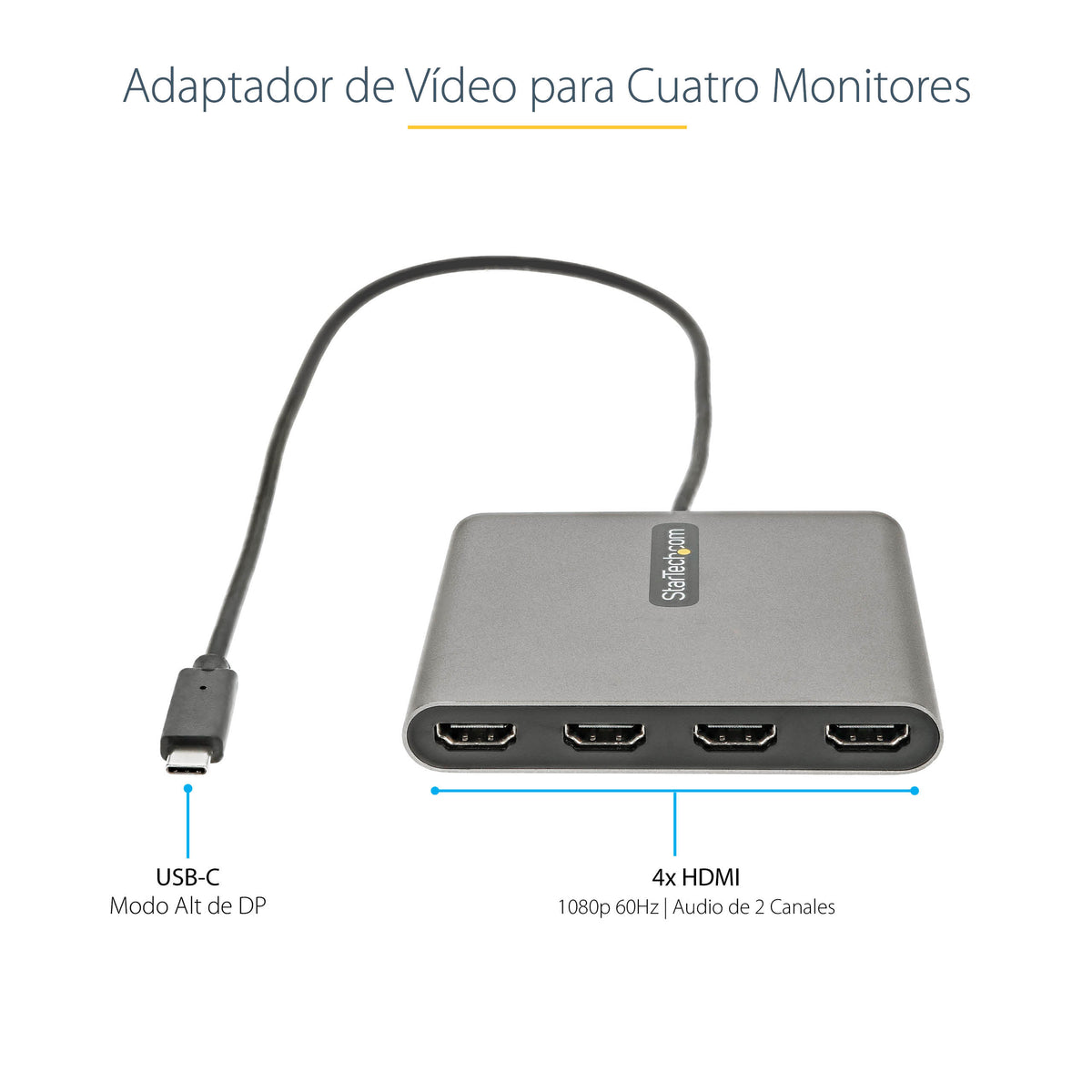 StarTech.com USBC2HD4 Adaptador gráfico USB 1920 x 1080 Pixeles Gris