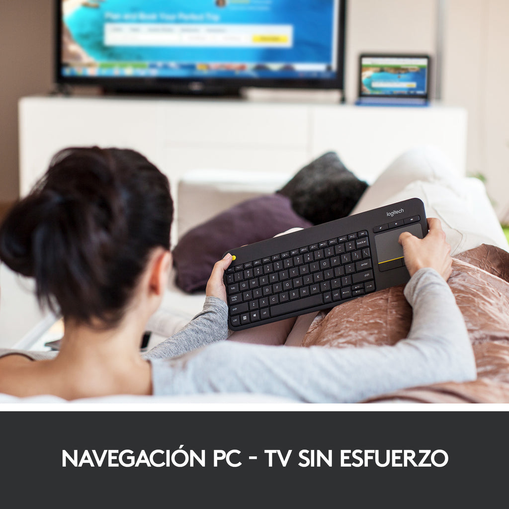 Logitech K400 Plus teclado Hogar RF inalámbrico QWERTY Español Negro (7)