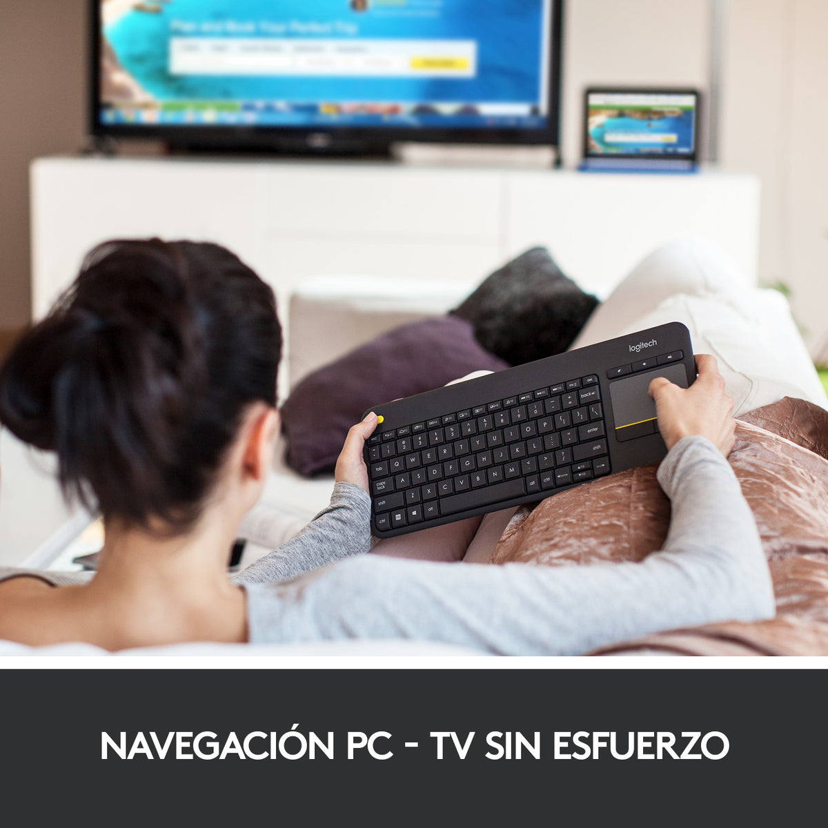 Logitech K400 Plus teclado Hogar RF inalámbrico QWERTY Español Negro (7)