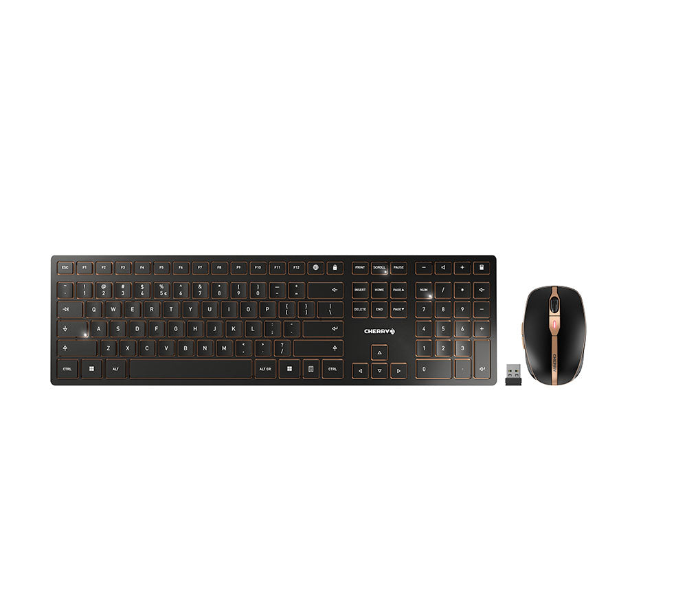 CHERRY DW 9100 SLIM teclado Ratón incluido Universal RF Wireless + Bluetooth QWERTY Inglés de EE. UU. Negro