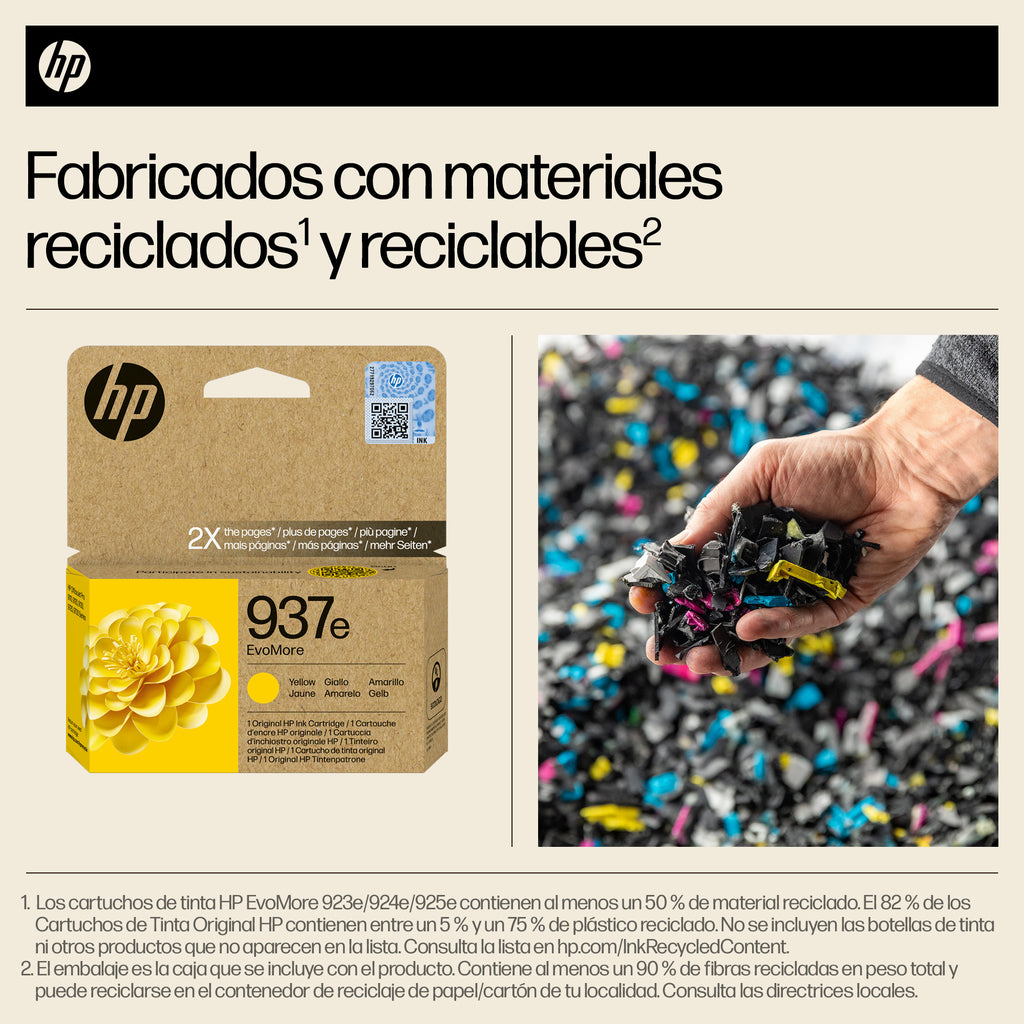 HP 937e EvoMore Yellow Original Ink Cartridge cartucho de tinta 1 pieza(s) Alto rendimiento (XL) Amarillo (4)