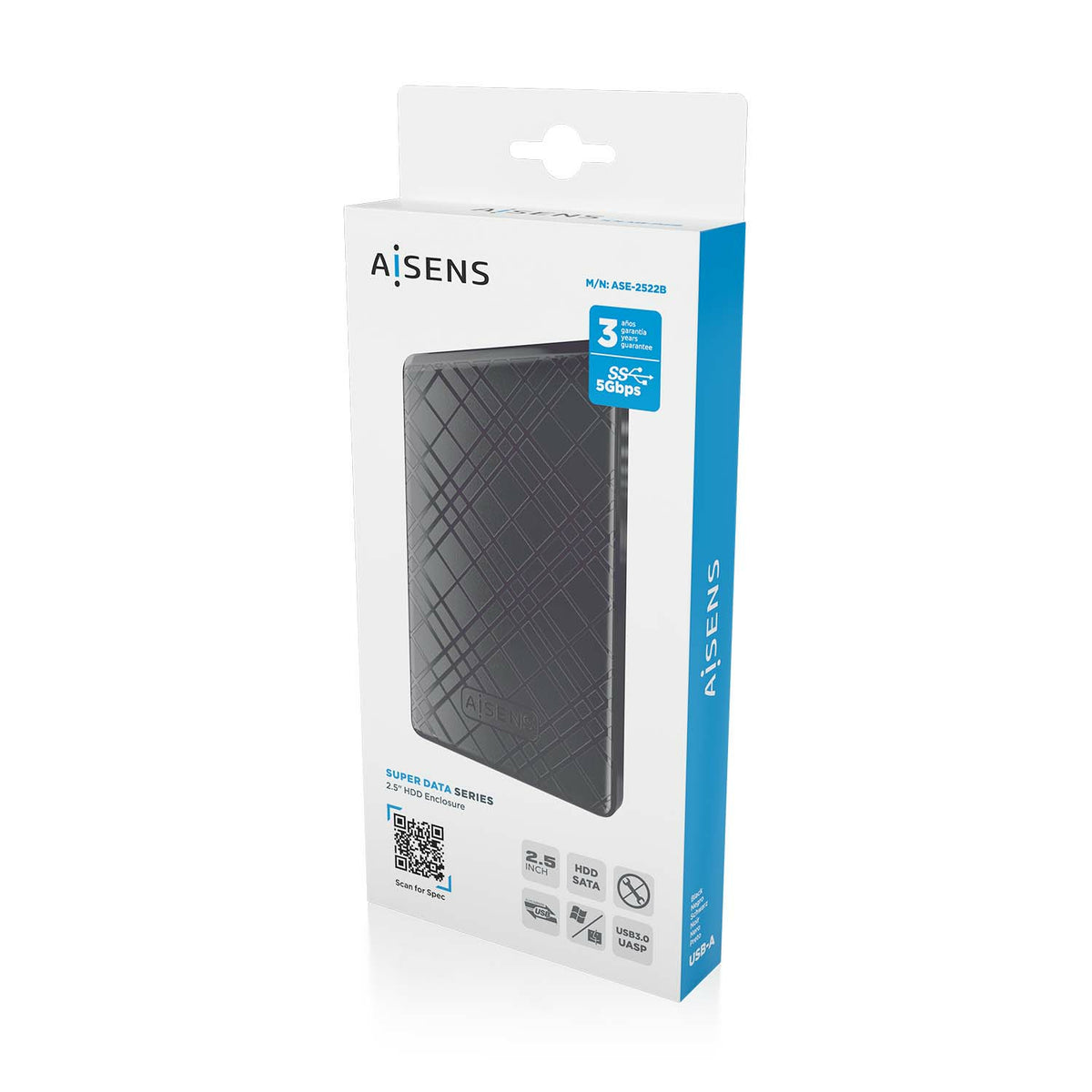 AISENS ASE-2522B caja para disco duro externo Carcasa de disco duro/SSD Negro 2.5" (9)