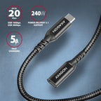 Axagon BUCM32-CF15AB cable USB USB 3.2 Gen 2x2 1,5 m USB C 20 Gbit/s 240 W Negro (2)