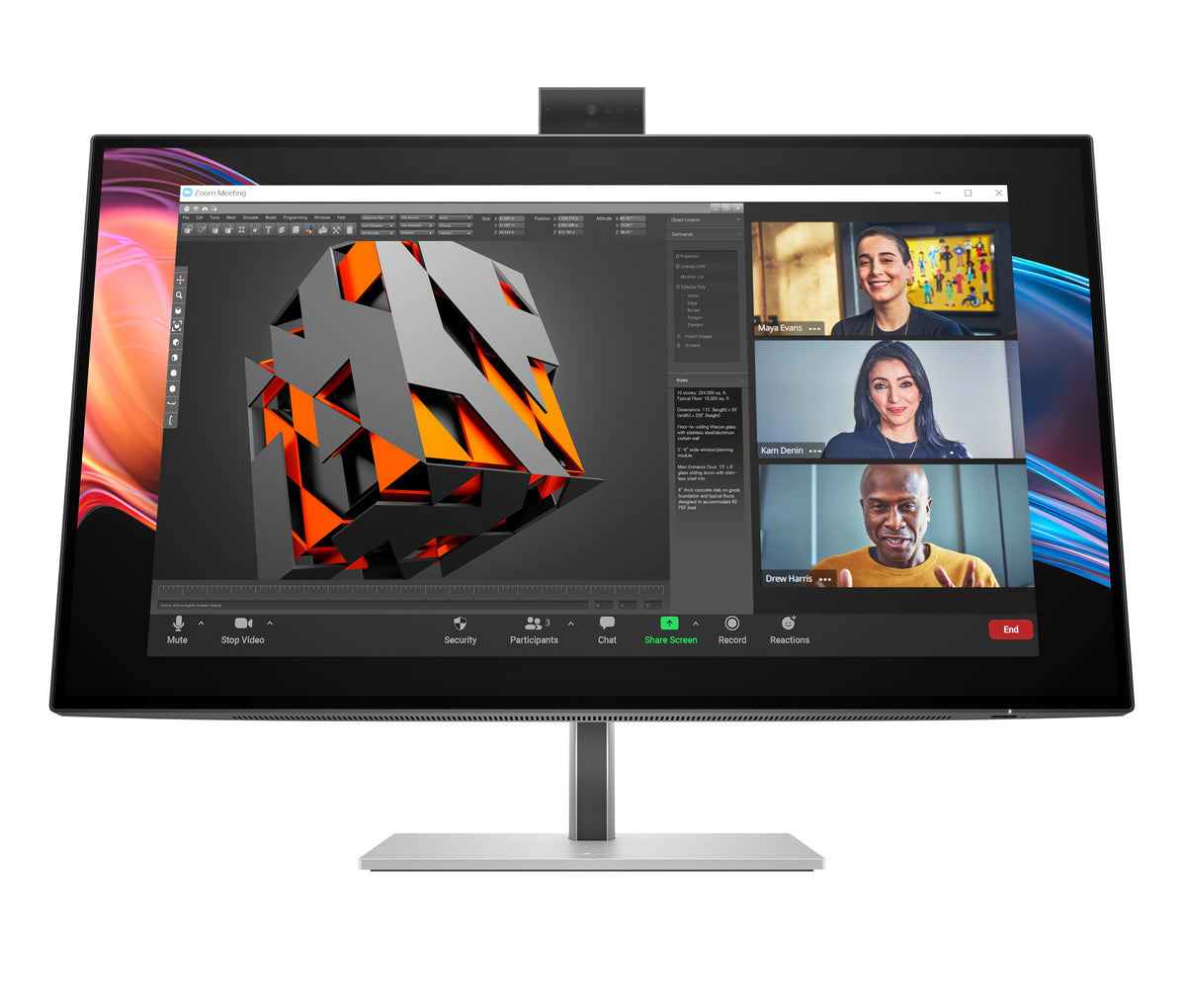 HP Series 7 Pro 27 inch 4K Conferencing Monitor - 727pm pantalla para PC 68,6 cm (27") 3840 x 2160 Pixeles 4K Ultra HD LCD Negro (2)