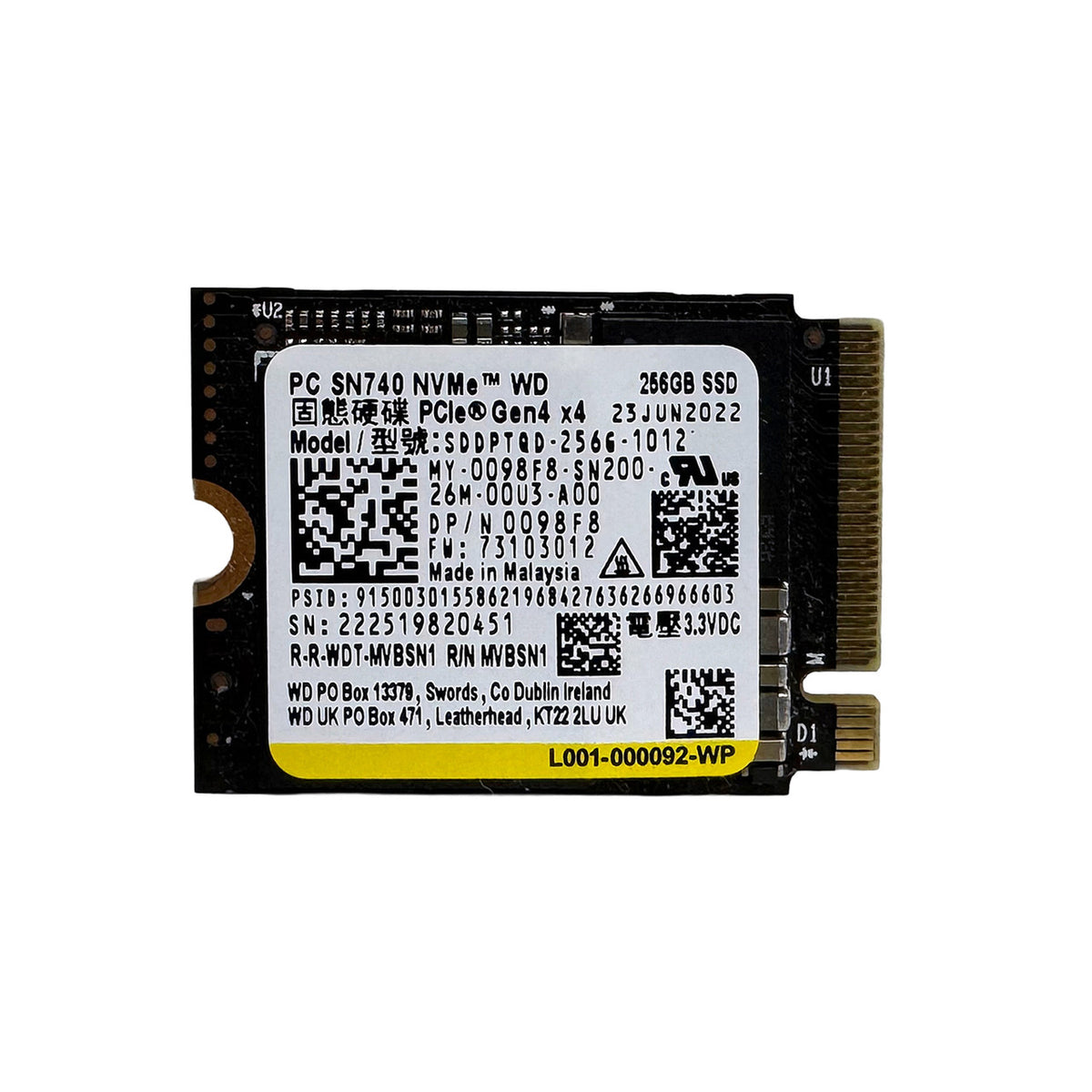 Dell 256GB M.2 2230 PCIe NVMe SSD 098F8 (2)