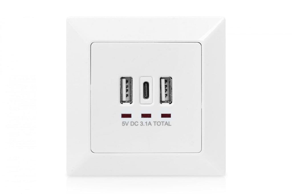 Digitus DA-70618 prise de courant 2 x USB A + 1 x USB C Blanc (4)