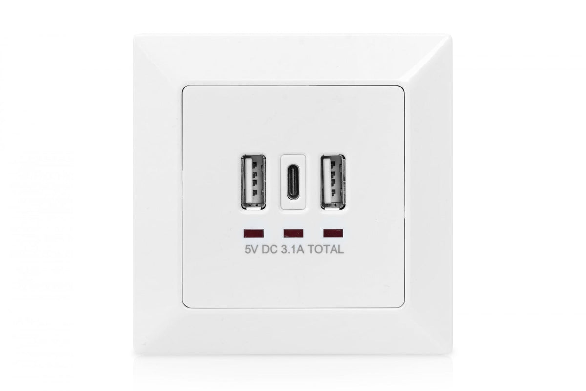 Digitus DA-70618 prise de courant 2 x USB A + 1 x USB C Blanc (4)