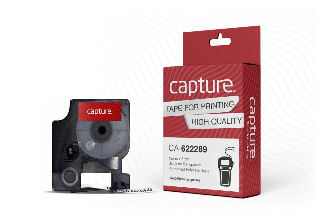 Capture CA-622289 cinta para impresora de etiquetas Negro sobre transparente (2)