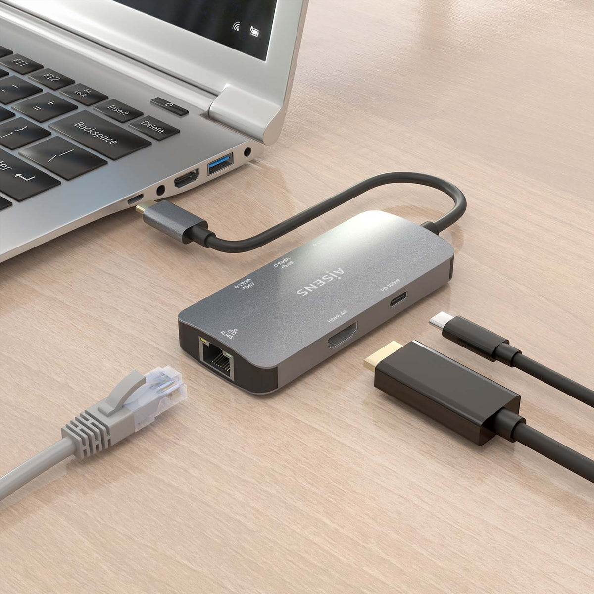 AISENS ASUC-6P019-GR base para portátil y replicador de puertos Alámbrico USB 3.2 Gen 1 (3.1 Gen 1) Type-C (7)