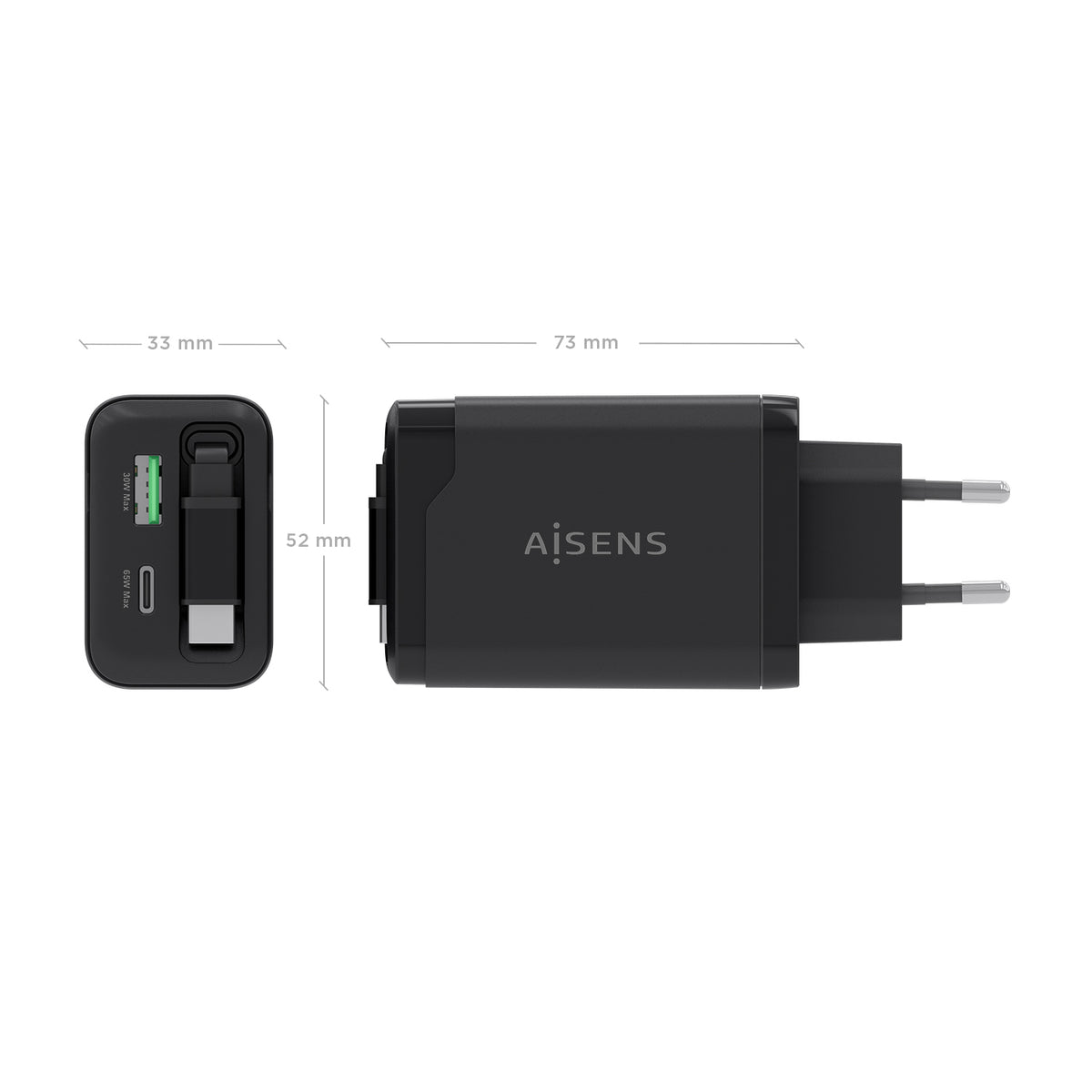 AISENS ASCH-65W3P071-BK cargador de dispositivo móvil Cámara digital, GPS, Teléfono móvil, Portátil, Smartphone, Tableta, Universal Corriente alterna Carga rápida Interior (5)