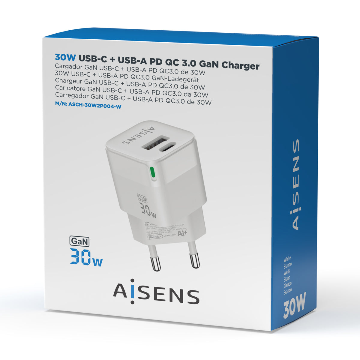 AISENS ASCH-30W2P004-W cargador de dispositivo móvil Universal Corriente alterna Carga rápida Interior (5)