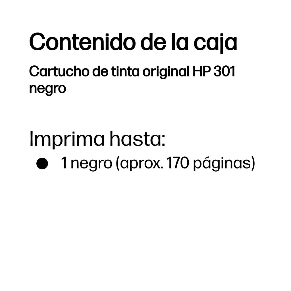 HP 301 Black Original Ink Cartridge cartucho de tinta 1 pieza(s) Rendimiento estándar (4)