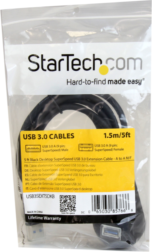 Startech USB3SEXT5DKB - Macho a Hembra, Cable alargador USB, USB Tipo (2)
