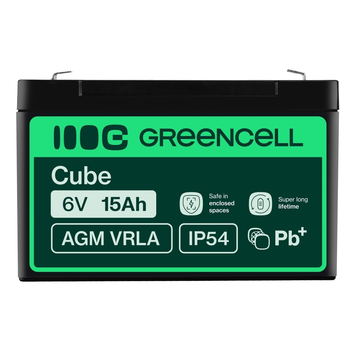 Green Cell AGM40 - 6 V - 1 pièce(s) - Noir - 15 Ah - 1,8 kg - 151 mm (3)