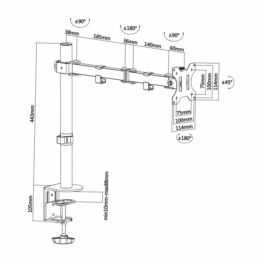 AISENS DT32TSR-039 soporte para monitor 81,3 cm (32") Escritorio Negro (7)