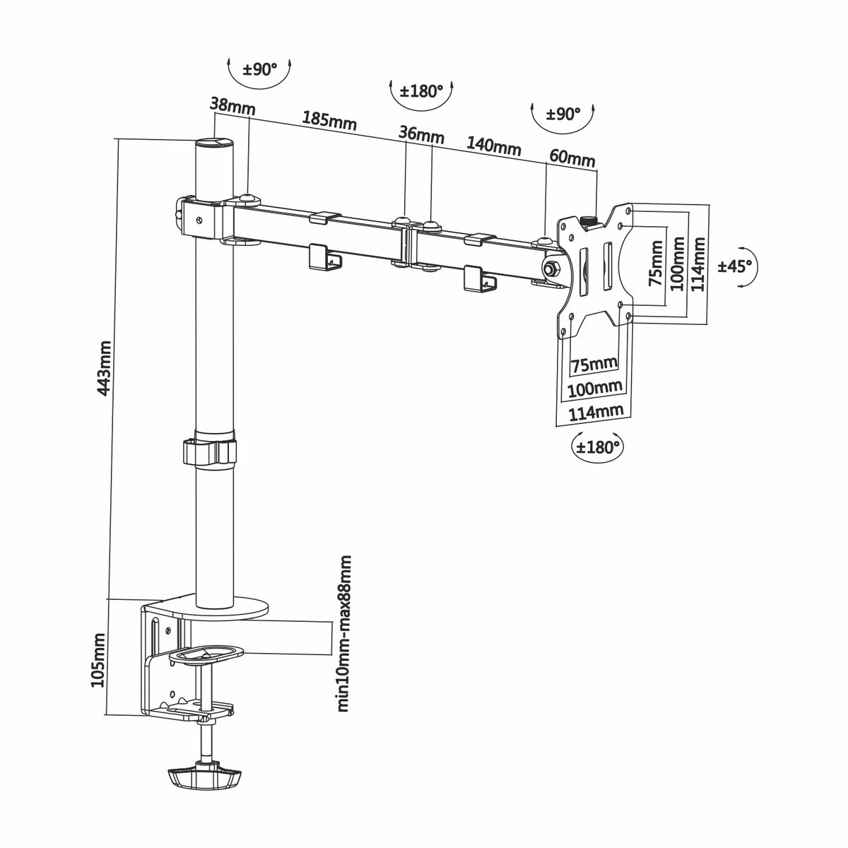 AISENS DT32TSR-039 soporte para monitor 81,3 cm (32") Escritorio Negro (7)