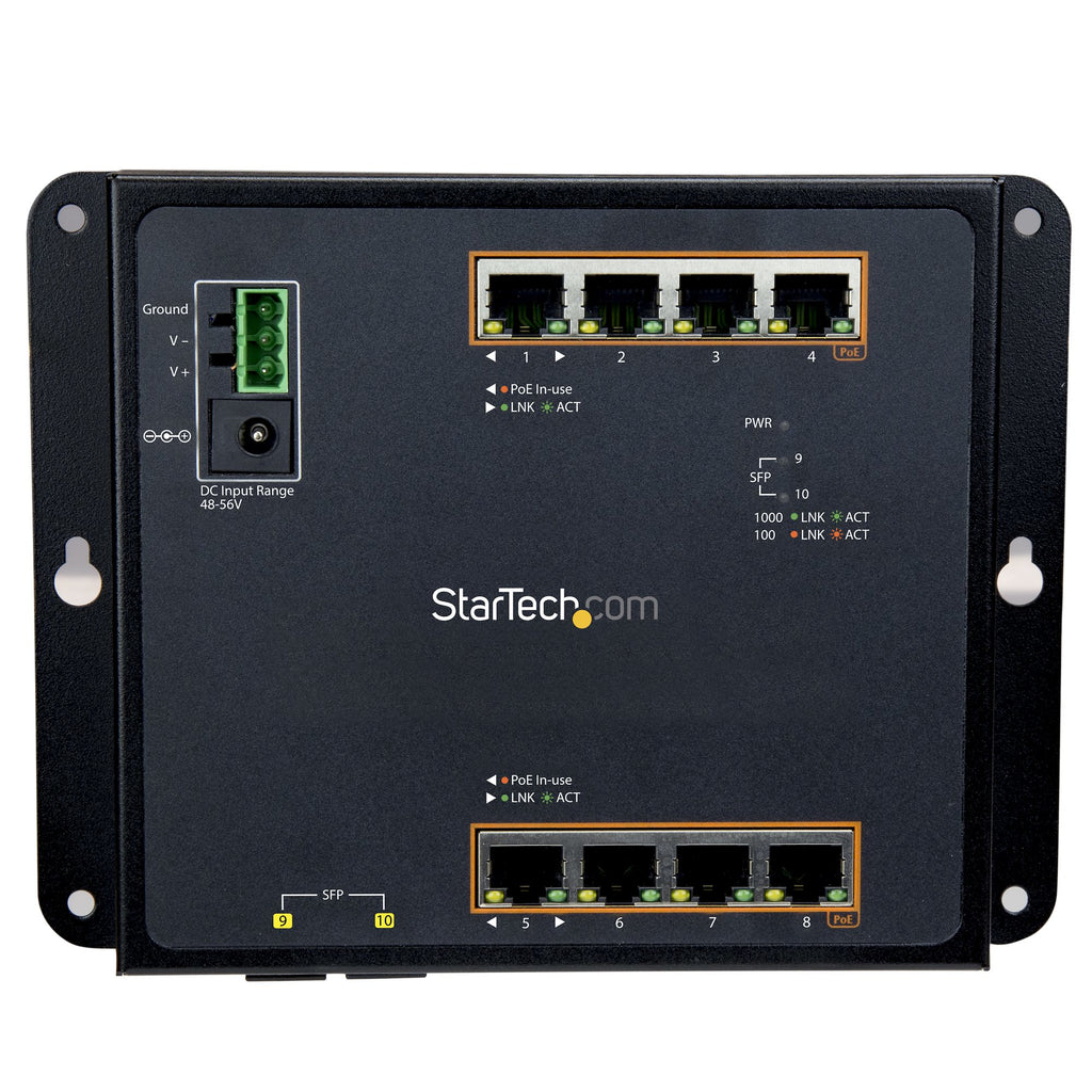 StarTech.com IES101GP2SFW switch Gigabit Ethernet (10/100/1000) Energía sobre Ethernet (PoE) Negro (3)