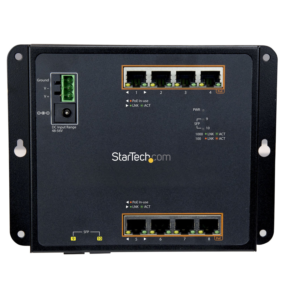 StarTech.com IES101GP2SFW switch Gigabit Ethernet (10/100/1000) Energía sobre Ethernet (PoE) Negro (3)
