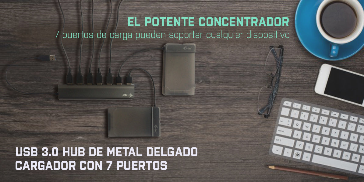 i-tec Metal U3HUB778 hub de interfaz USB 3.2 Gen 1 (3.1 Gen 1) Type-A 5000 Mbit/s Plata (7)