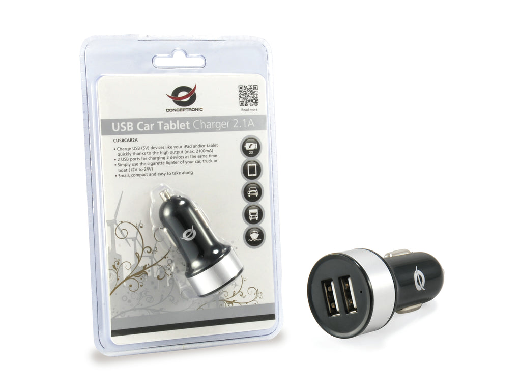 Conceptronic CUSBCAR2A cargador de dispositivo móvil Tableta Plata Encendedor de cigarrillos Auto (5)